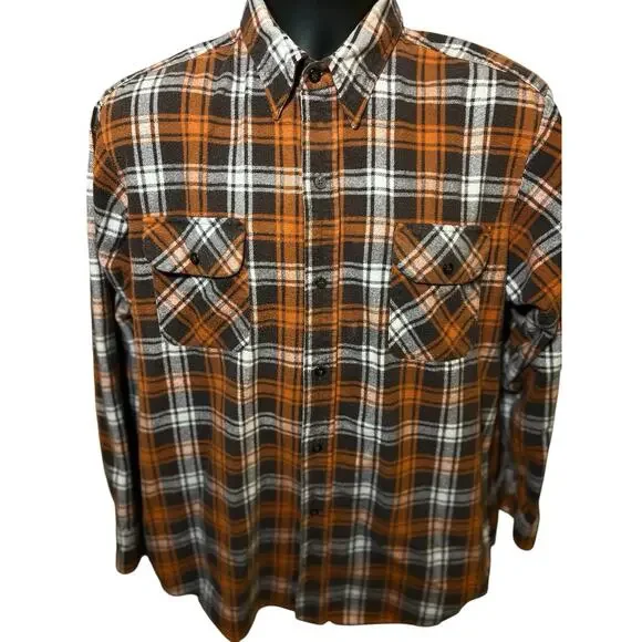 VTG Windbreaker Brand Plaid Flannel L/S Button Up Shirt Grunge Size Large - Picture 2 of 10